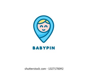 Baby Pin Map Location Illustration Logo