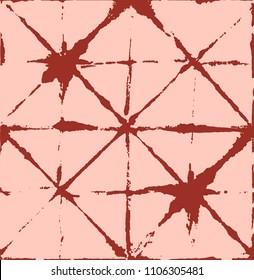 Baby Pink, Blue, Turquoise Lines Organic Vector Seamless Geo Pattern. Retro Nice Ikat Tie Dye Wabi Sabi Traditional Simple Prints. Trendy Female Fashion Design, Modern Exotic Kimono Ornament.