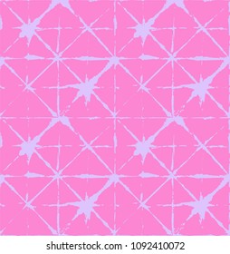 Baby Pink, Blue, Turquoise Paintbrush Organic Vector Seamless Geo Pattern Fine Suit Ikat Tie Dye Wabi Sabi Traditional Summer Prints. Elegant Female Fashion Design, Modern Exotic Kimono Ornament.