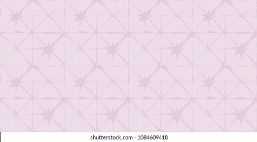 Baby Pink, Blue, Turquoise Painted Japanese Vector Seamless Geo Pattern. Retro Cool Ikat Tie Dye Wabi Sabi Traditional Crafts Prints. Cute Female Fashion Design, Childrens Exotic Kimono Ornament.
