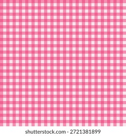 Baby Pink Gingham nahtloses Muster. Süße Pastellfarben karierten Textur Hintergrund. Süße rosa und weiße Mädchen Kinderzimmer Vektorgrafik.