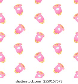 Baby pink onesies vector seamless pattern. Infant clothing, babywear, apparel, bodysuit background