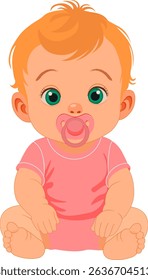 baby with pink pacifier and in pink clothes