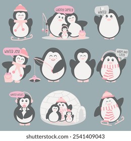 Baby Pink Penguin Clipart | Cute Winter Animals for Christmas Crafts