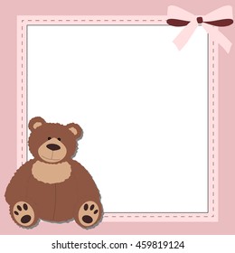 baby pink photo frame, Decorative template for invitation, greeting, birthday, postcard, frame, baby texture, child album template for children, holiday card, vector, baby shower and arrival