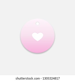 Baby pink round label with a heart sign