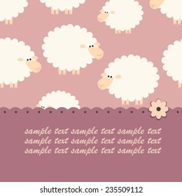 baby pink sheep card with flower