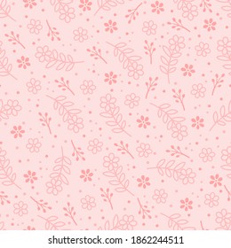 Baby pink simple and very cute random outline flowers repeating pattern. Use for baby textile and products, wrapping,template,greeting card printed and online stores, baby showers and more