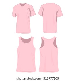 baby pink sport top and t-shirt isolated vector set