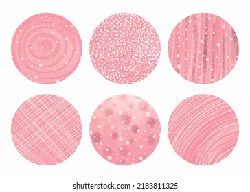 Baby pink textured frames. Circle background to decor stationary and social media. Cherry blossom smudging patterns.