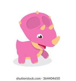 Baby Pink Triceratops Vector Cartoon Illustration