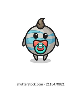 baby planet cartoon character with pacifier , cute style design for t shirt, sticker, logo element