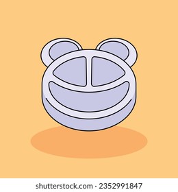 Baby Plate Free vector cartoon icon illustration.baby shower  Signs and Texts icon concept isolated . flat cartoon style