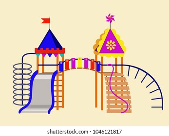 Baby playground and children's slide on an isolated background