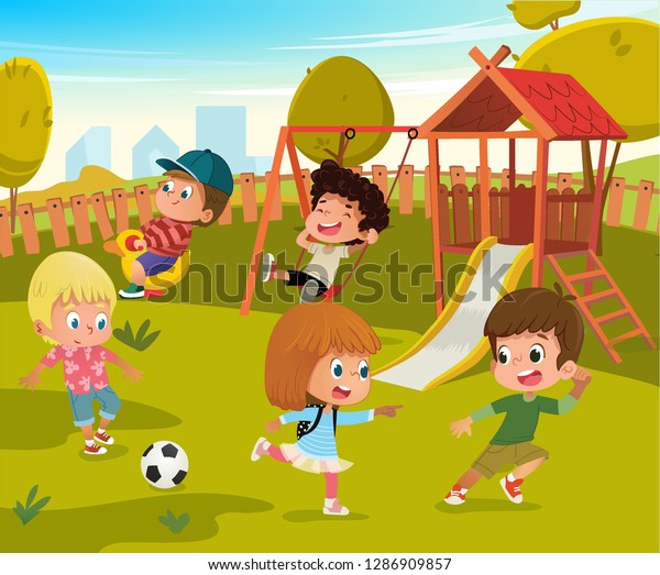 Baby Playground Summer Park Vector Illustration Stock Vector (Royalty ...