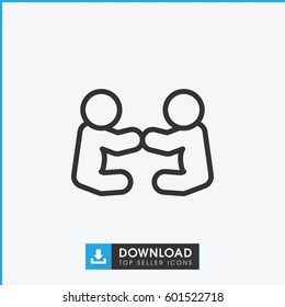 baby playing with another baby icon. simple outline baby playing with another baby vector icon. on white background.