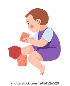 Baby Playing With Blocks vector