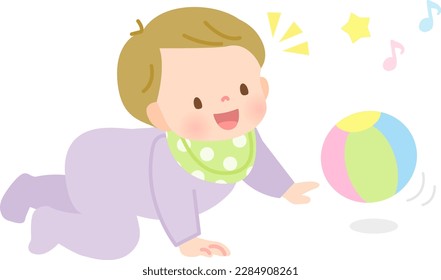 Bebé jugando alegremente con una pelota
