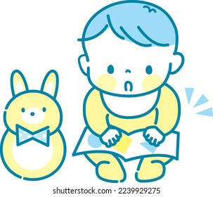 Baby playing cheerfully illustration material