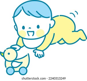 Baby playing cheerfully illustration material