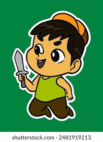 Baby Playing Doodle Sticker Illustration