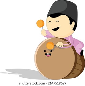 baby playing with a drum 