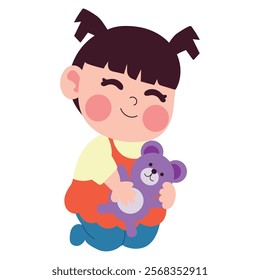 baby playing with teddy bear isolated