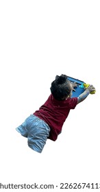 a baby playing while lying down