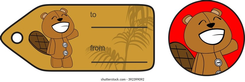 baby plush beaver cartoon giftcard in vector format very easy to edit