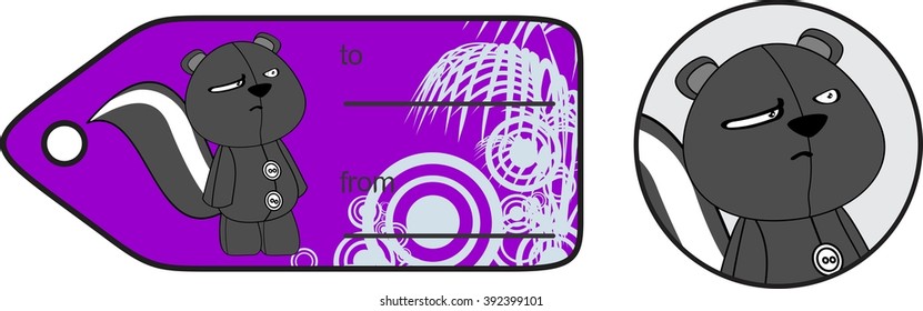 baby plush skunk cartoon giftcard in vector format very easy to edit