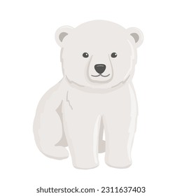 Baby polar bear. Vector flat cartoon illustration. North animal.