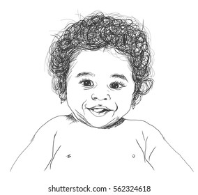 Baby portrait sketch in vector