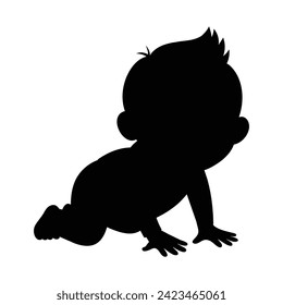 baby in a pose that crawls on white 