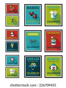 Baby poster flat banner design flat background set, eps10