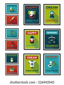 Baby poster flat banner design flat background set, eps10