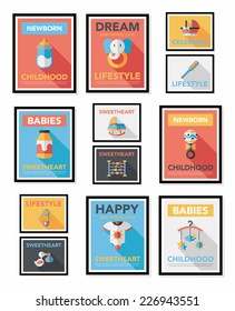 Baby poster flat banner design flat background set, eps10