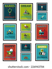 Baby poster flat banner design flat background set, eps10