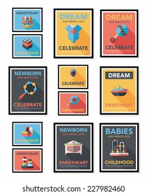 Baby poster flat banner design flat background set, eps10