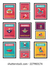 Baby poster flat banner design flat background set, eps10