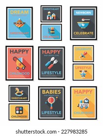 Baby poster flat banner design flat background set, eps10
