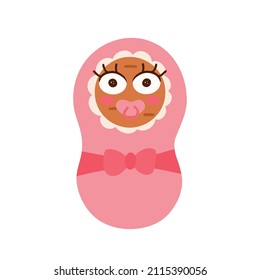 baby potato, cute baby with eyes and pacifier. Vector Illustration for backgrounds, covers, packaging, greeting cards, posters, stickers, textile and seasonal design. Isolated on white background.