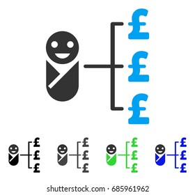 Baby Pound Expenses flat vector pictograph. Colored baby pound expenses gray, black, blue, green icon versions. Flat icon style for web design.
