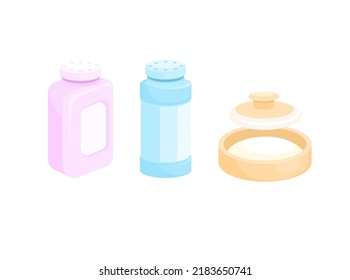 baby powder and face powder bottle health and cosmetic product collection set illustration vector