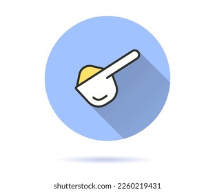 Baby powder spoon icon. Simple illustration with long shadow for graphic and web design.