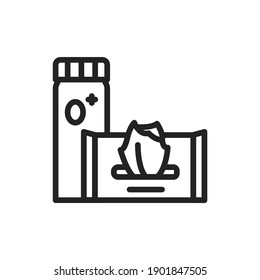 Baby powder and wipes color line icon. Isolated vector element. Outline pictogram for web page, mobile app, promo