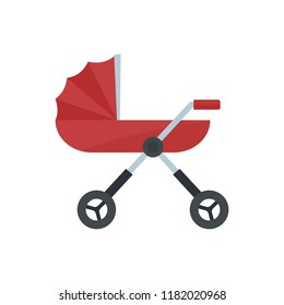 Baby pram carriage icon. Flat illustration of baby pram carriage vector icon for web design