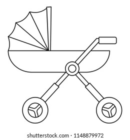 Baby pram carriage icon. Outline baby pram carriage vector icon for web design isolated on white background