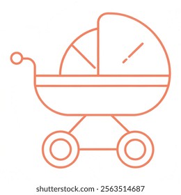 Baby Pram Carriage Sign Thin Line Icon Emblem Concept. Vector illustration and white background. 