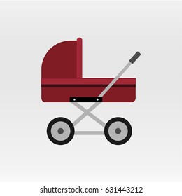 Baby Pram Flat Icon,vector Illustration