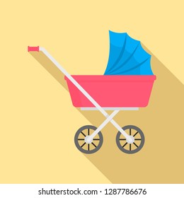 Baby pram icon. Flat illustration of baby pram vector icon for web design